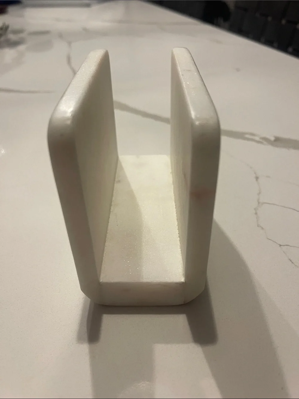 White Marble Soap Dish Holder - Dual Slot Counter Organizer